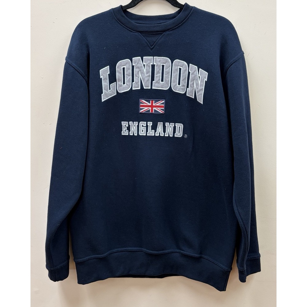 GWCC Sweatshirt Unisex XL Navy Blue London England Union Jack Graphic Pullover